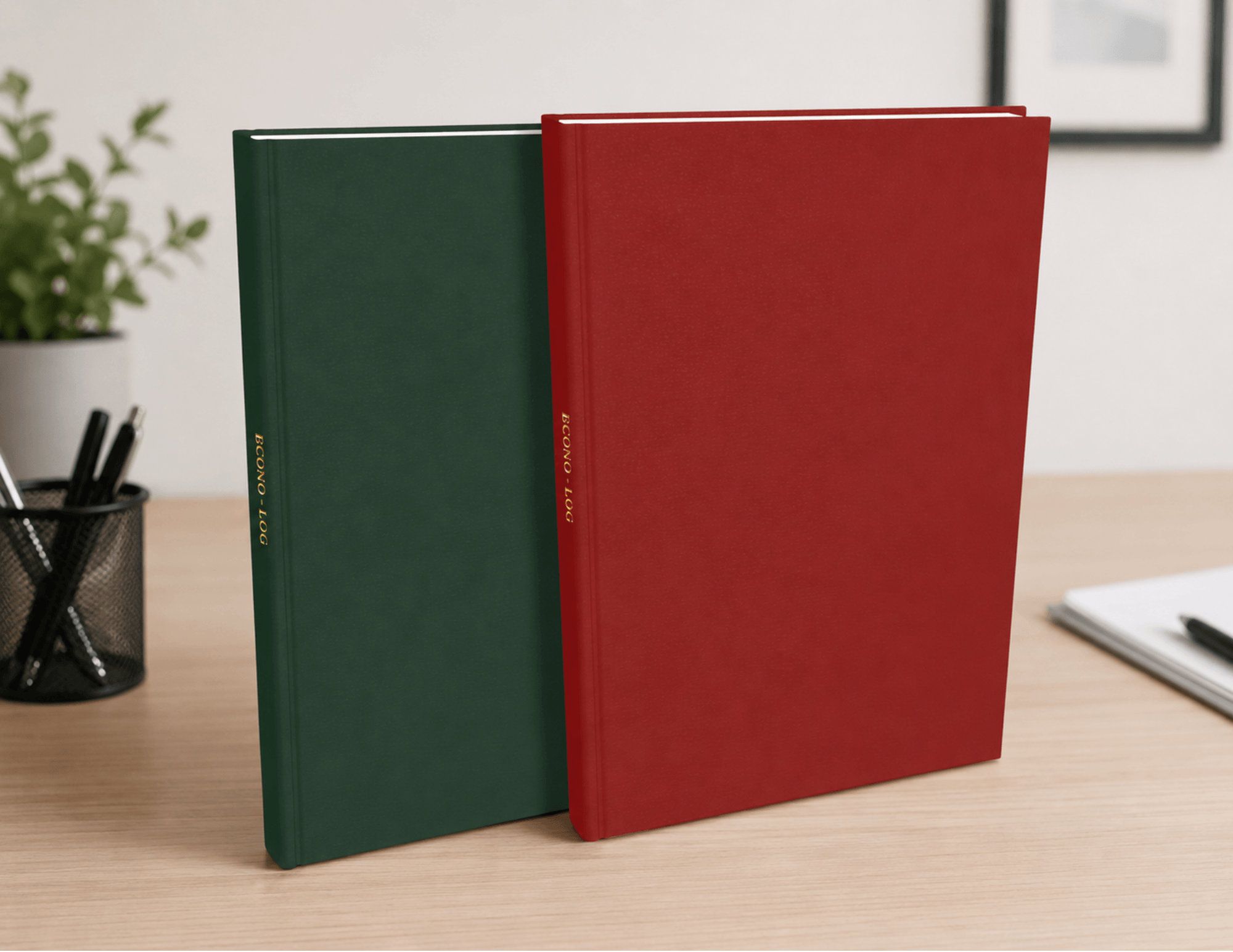 A red and green econo logbook