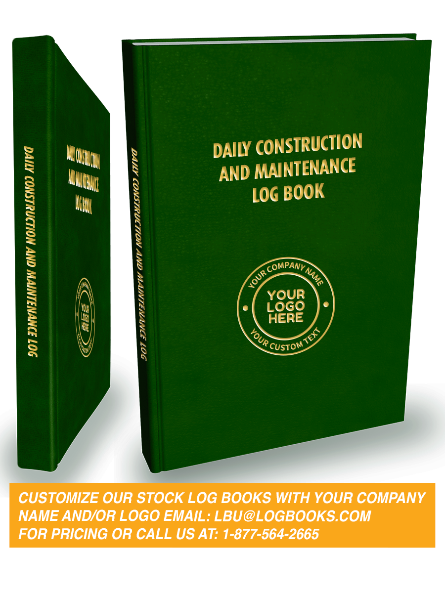 Construction & Maintenance Daily Log Book #505 Custom Cover