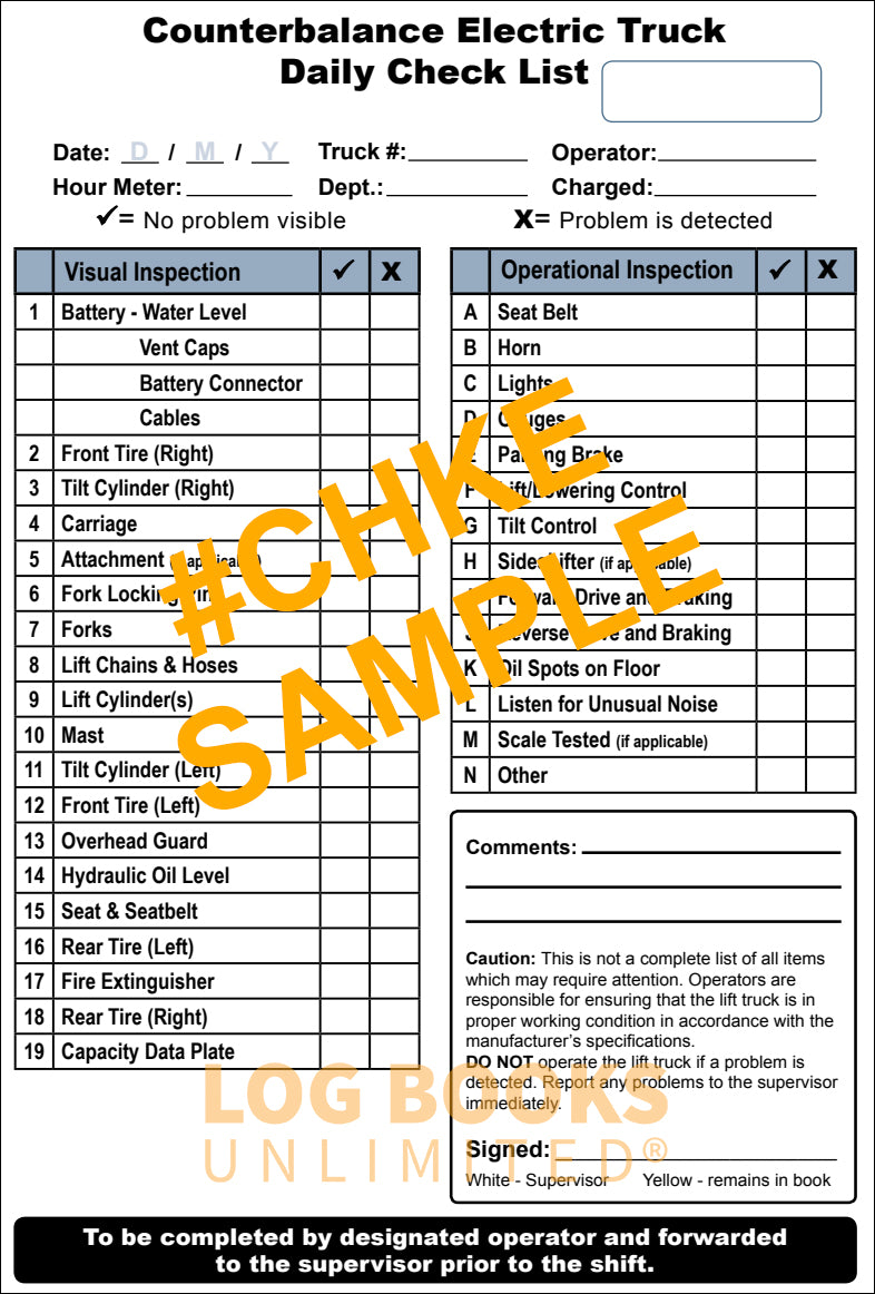 Electric Counterbalance Lift Truck + Checklist Caddy # SCADD(E)