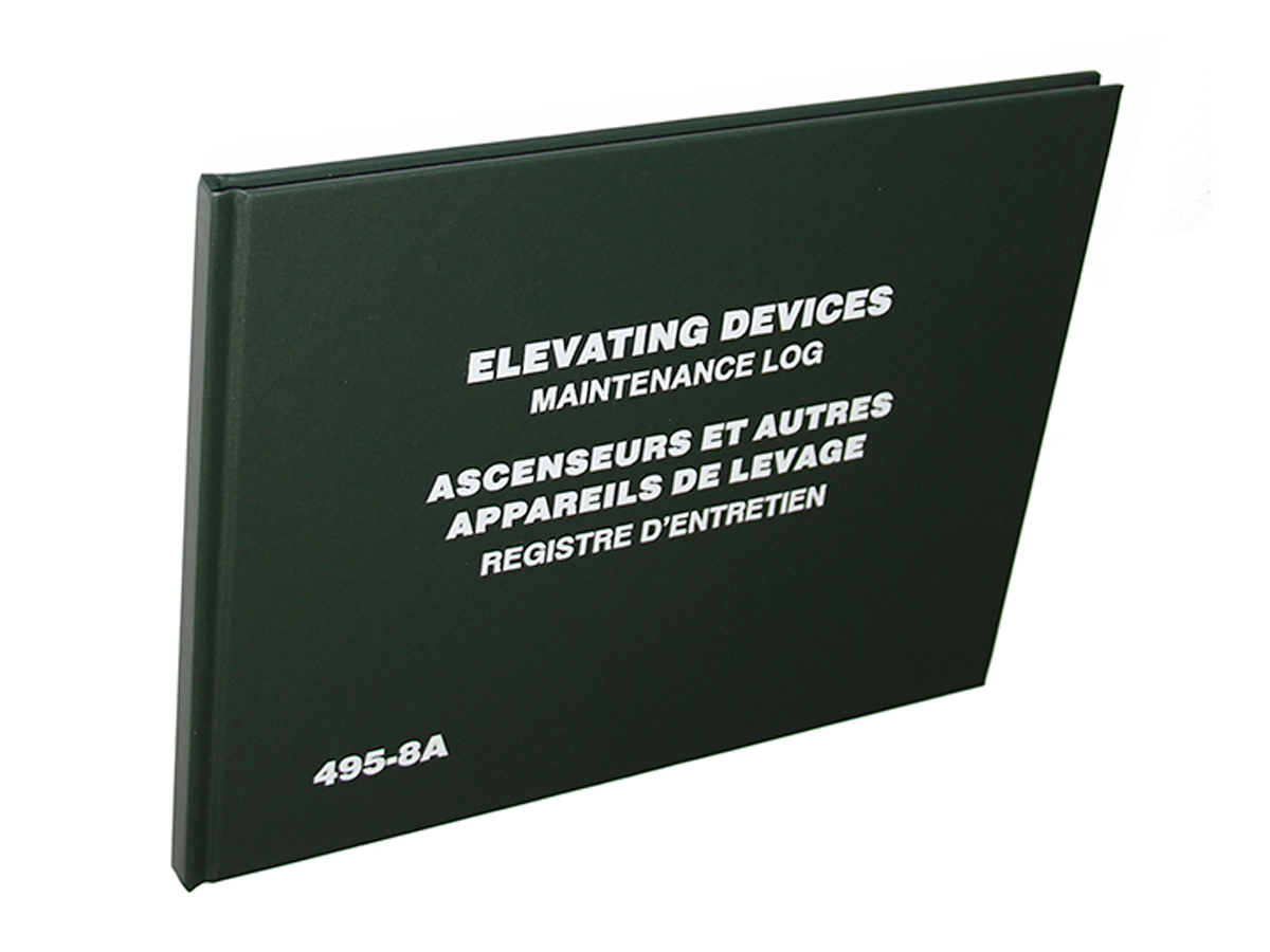 Elevating Devices Maintenance Log Book #495-8A Front Cover