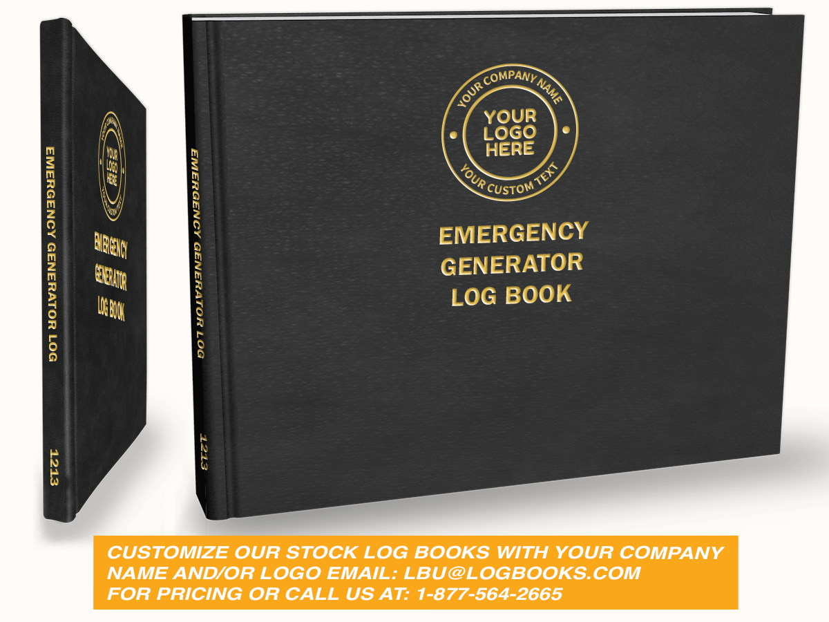 Emergency Generator Log Book #1213 Custom Cover