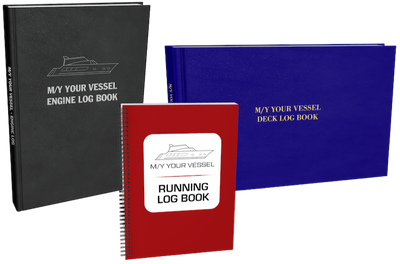 Three customizable yacht log books in different styles.