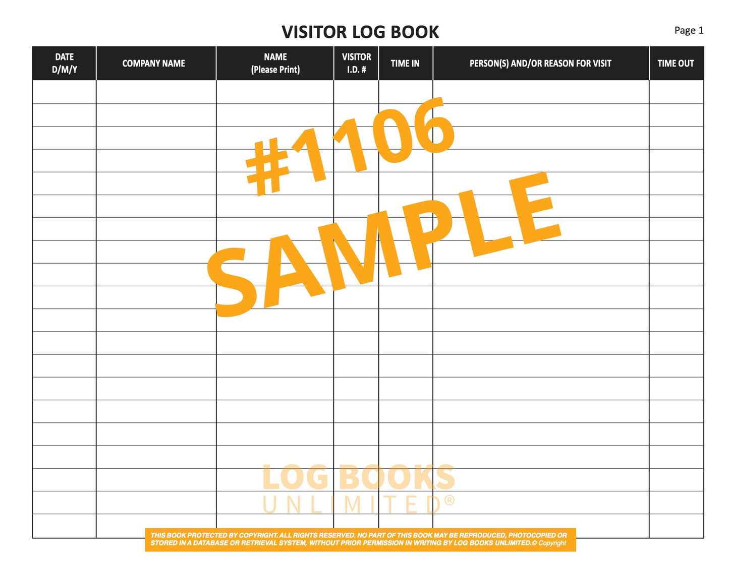 Visitor Log Book - Sample