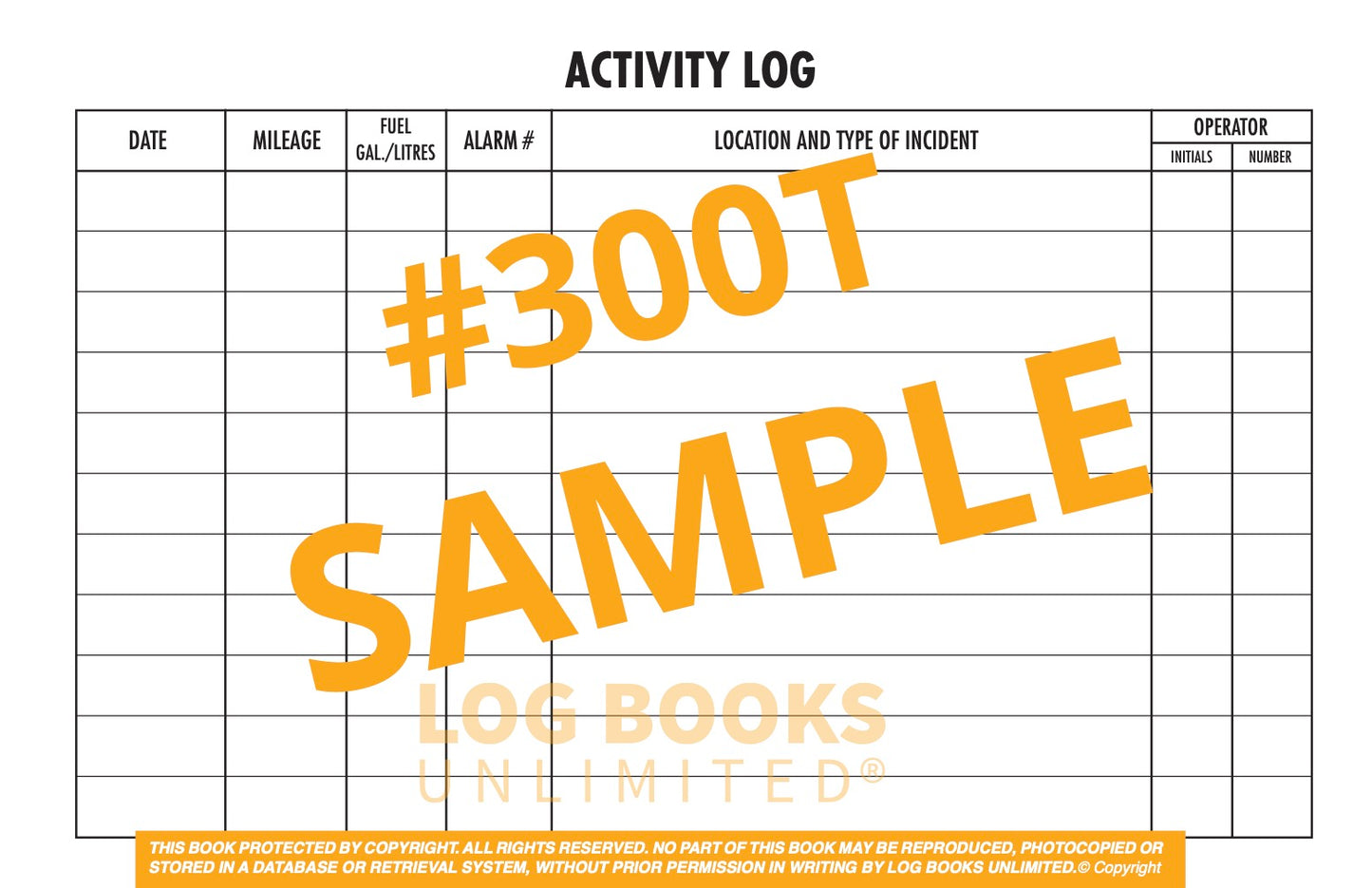 Fire Truck Activity Log Book - Sample