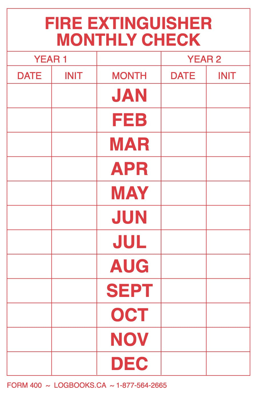 Fire Extinguisher (Monthly Check) - Vinyl Labels #400