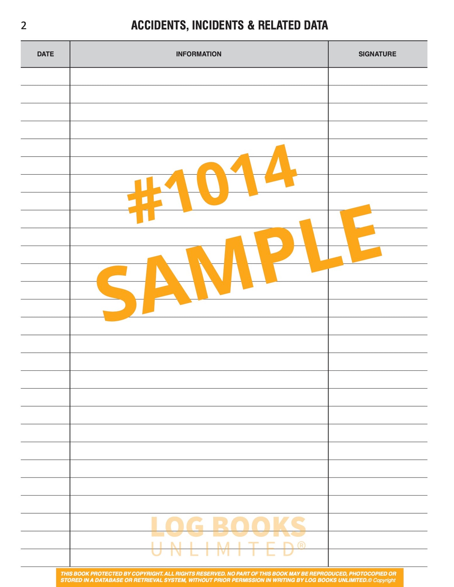 Crane Operator Log Book #1014 Sample Page 2