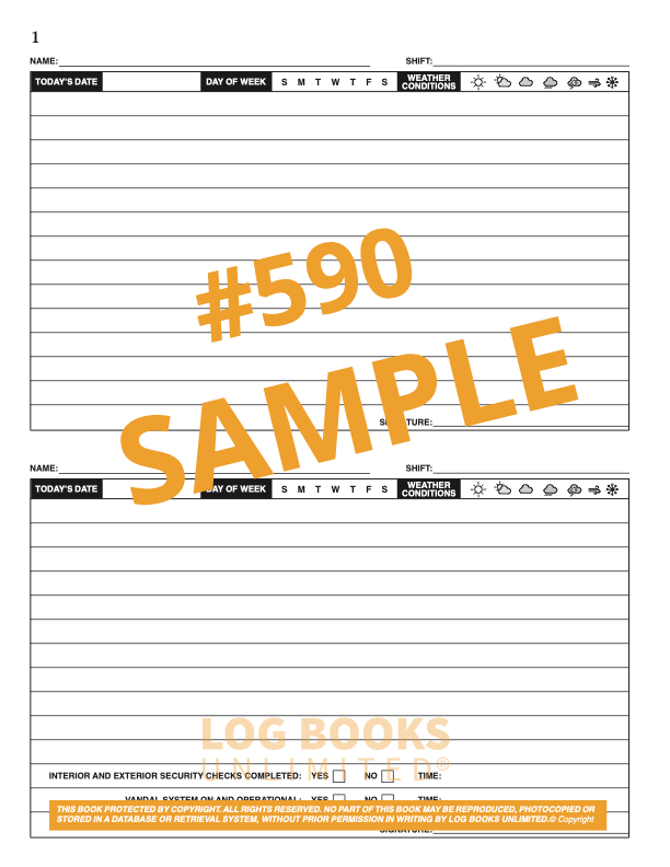 Facility Maintenance Log Book Sample Page #590