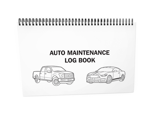 Auto Maintenance Log Book #715 Front Cover - A white spiral-bound notebook titled "AUTO MAINTENANCE LOG BOOK", displayed against a white background.