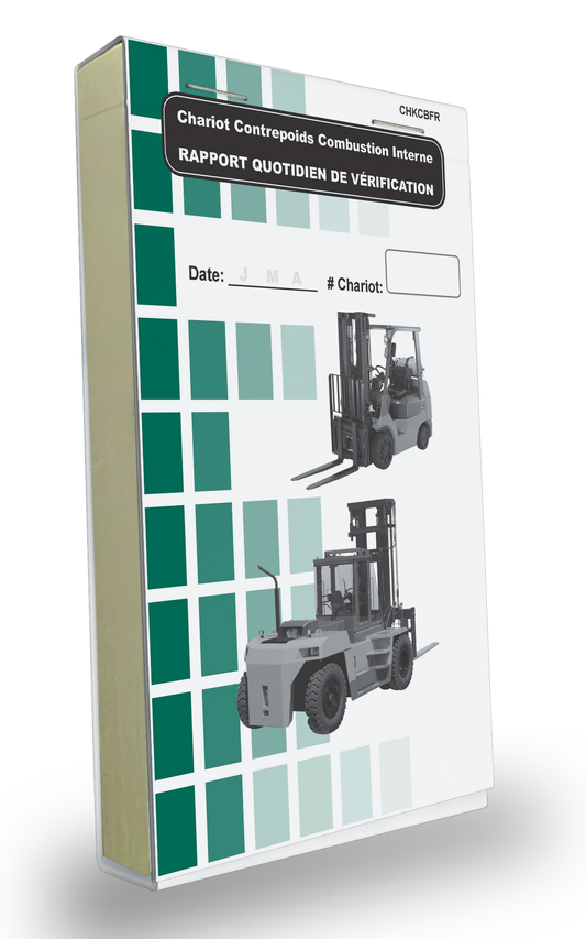 Cover of the Daily Operator Checklist logbook for Internal Combustion Counterbalance Trucks in French.