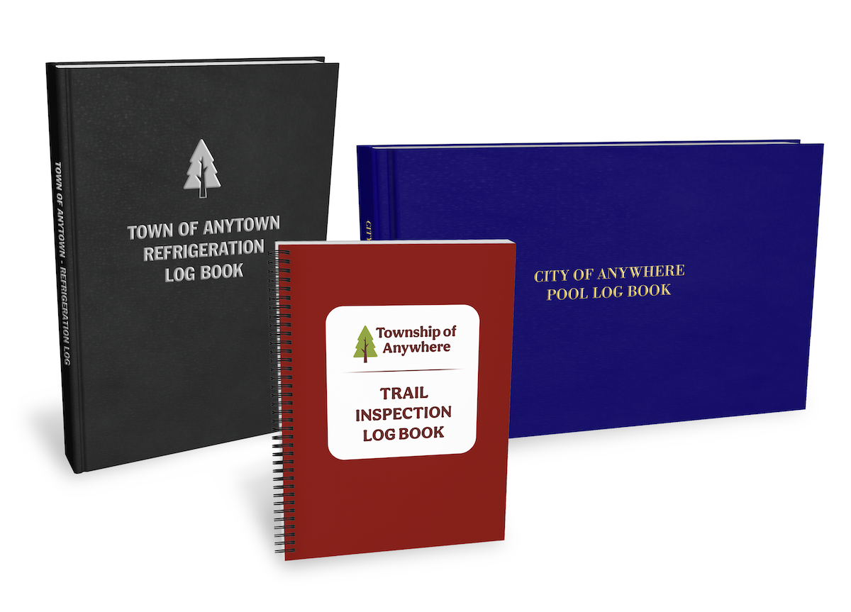 Three customizable government log books in different styles. 