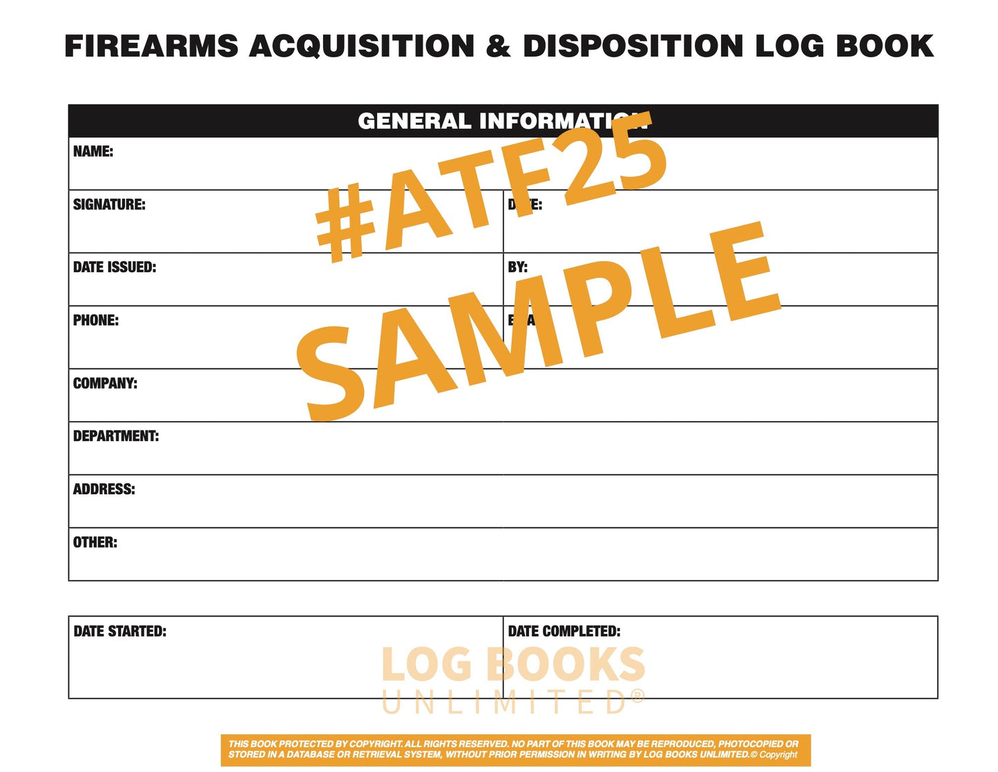 Firearms Log Page Sample