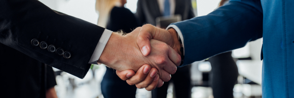Two professionals shaking hands