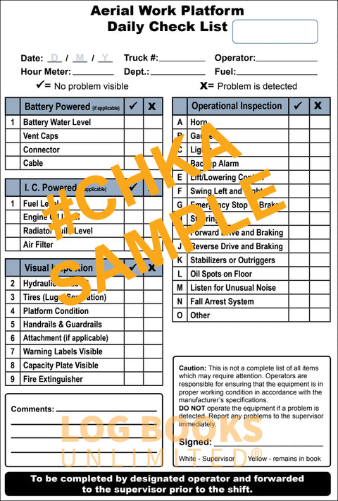 Mobile Elevated Work Platform Checklist + Plastic Caddy # SCADD(A ...