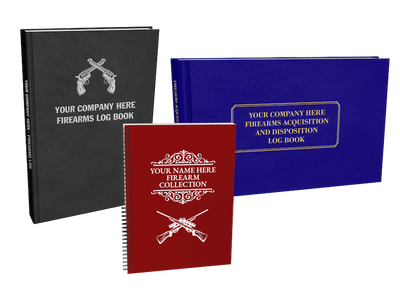 Three customizable firearms log books in different styles. 