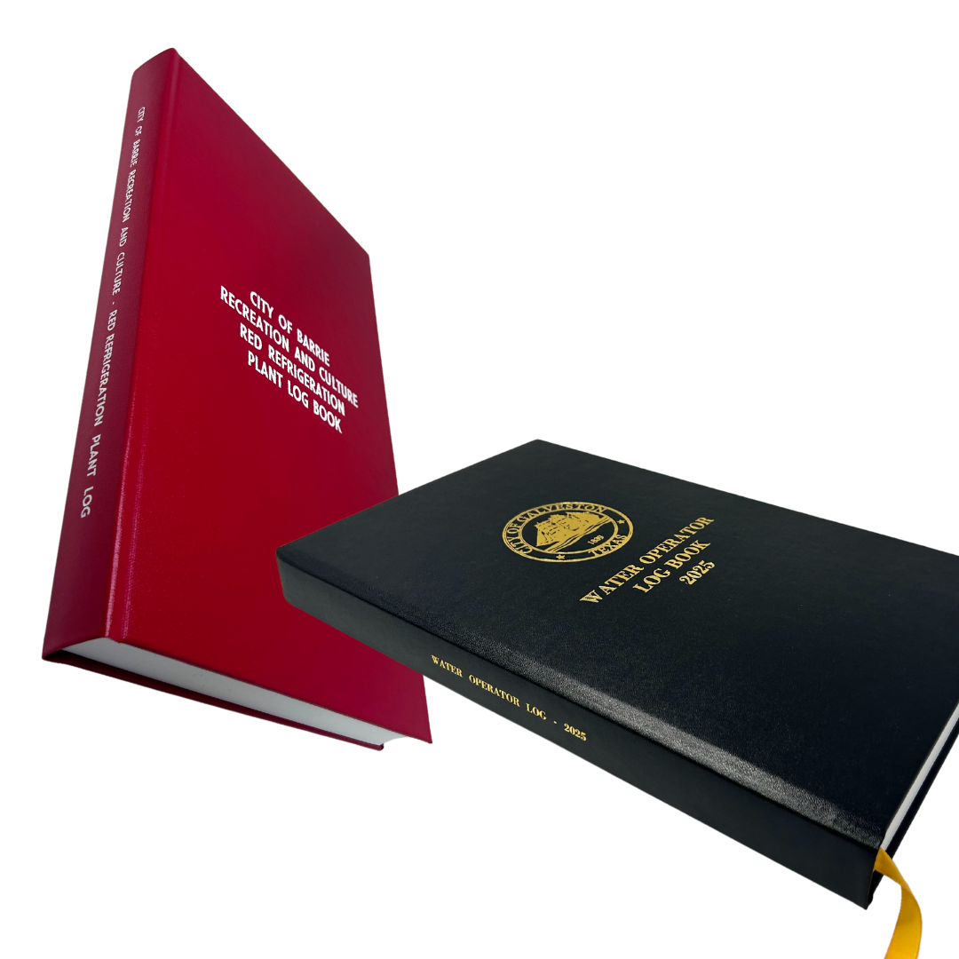 Two customizable government log books in different styles. 