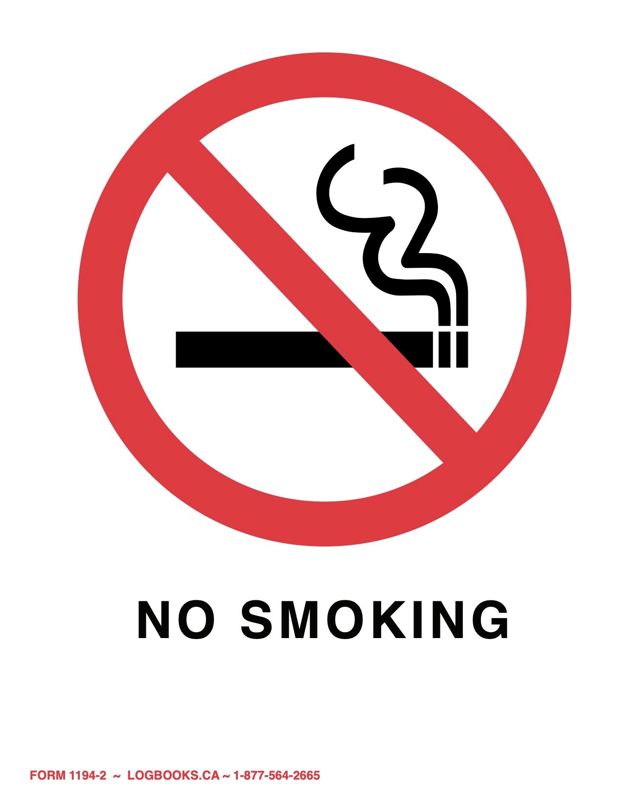 No Smoking - Rigid Plastic Sign #1194-2