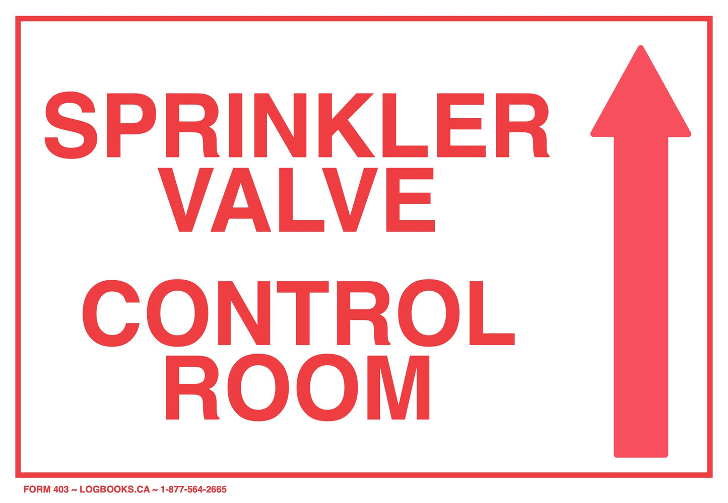 Sprinkler Valver Control Room + Arrow - Vinyl Labels #403