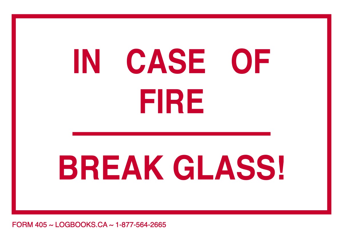 In Case of Fire (Break Glass) - Vinyl Labels #405