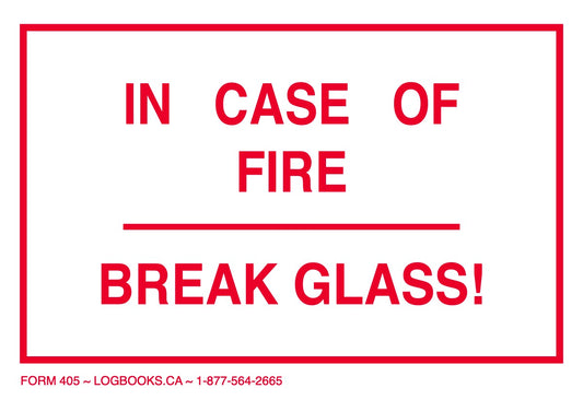 In Case of Fire (Break Glass) - Vinyl Labels #405