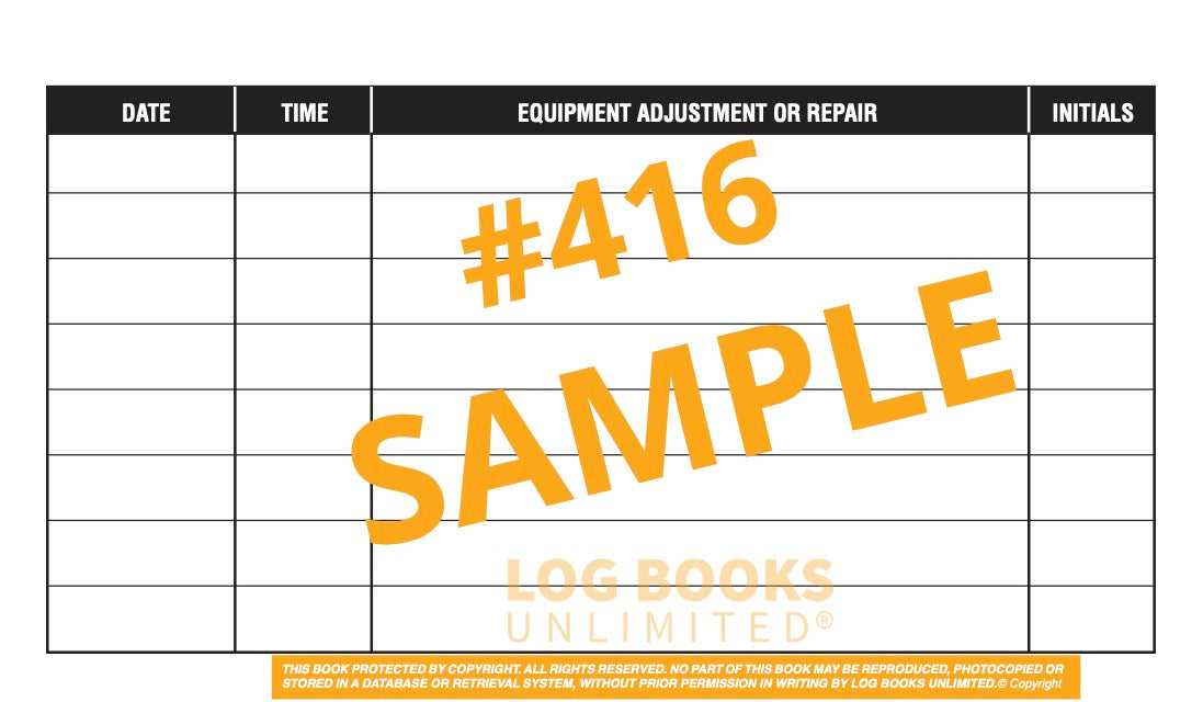 Equipment Maintenance Log Book - Pocket Size #416