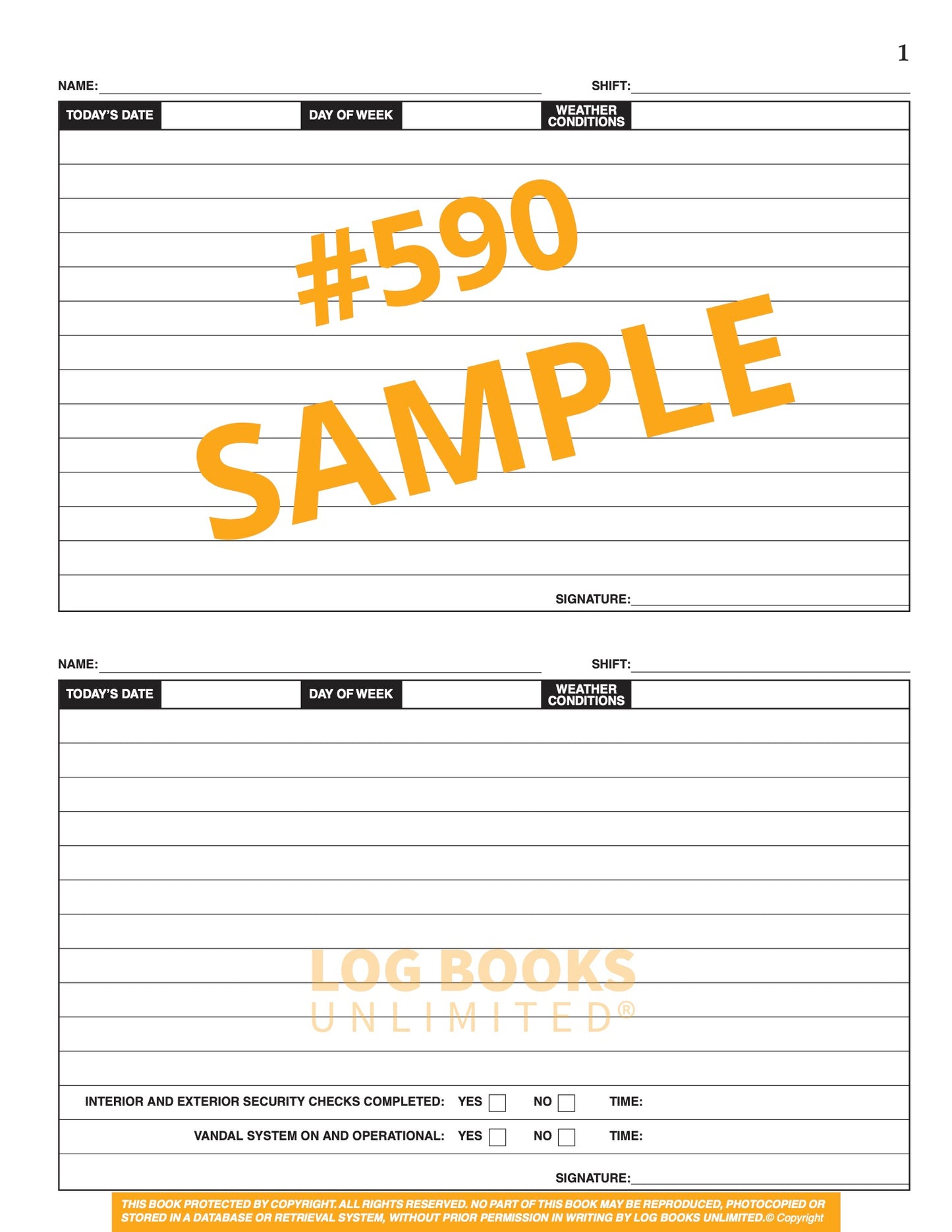 Caretakers (Custodian) Log Book #590