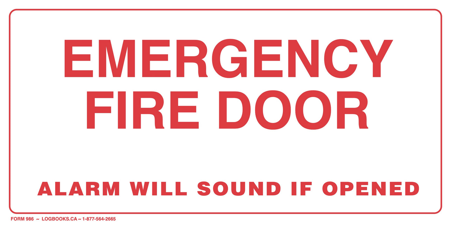 Emergency Fire Door - Vinyl Labels #986